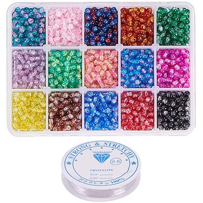 Spray Painted Crackle Glass Beads CCG-PH0002-14-1