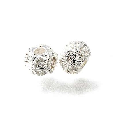Brass Micro Pave Clear Cubic Beads KK-B135-06S-1