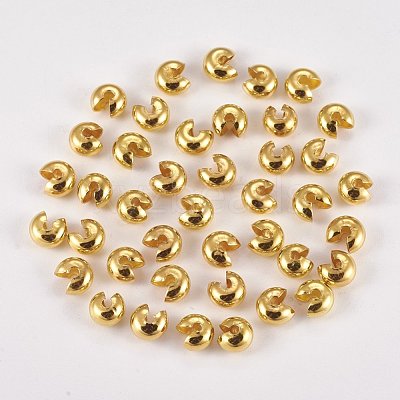 Brass Crimp Beads Covers KK-G311-08G-1