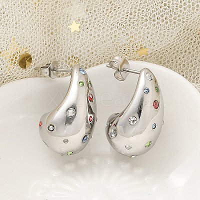 304 Stainless Steel Teardrop Stud Earrings EJEW-B108-05P-B-1