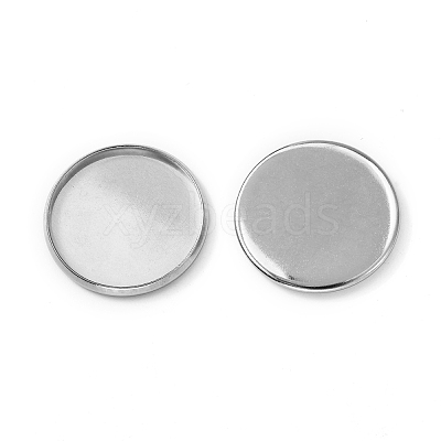 Tarnish Resistant Flat Round 304 Stainless Steel Plain Edge Bezel Cups STAS-R083-02-1
