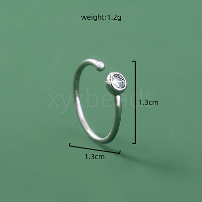 304 Stainless Steel Crystal Rhinestone Flat Round Cuff Hoop Nose Rings WG9BB1A-08-1