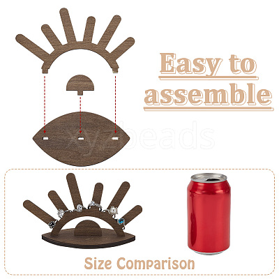 2Pcs Sun Rise Shaped Wooden Ring Display Stands RDIS-FG0001-27-1