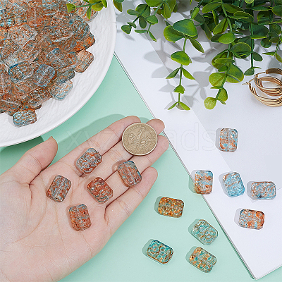 100Pcs Transparent Spray Painted Glass Beads GLAA-PA0001-60B-1