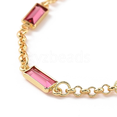 Rectangle Cubic Zirconia Chain Bracelets BJEW-G654-02G-1