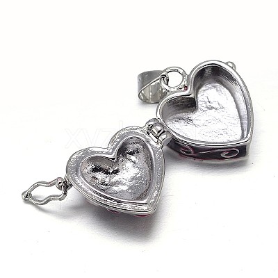 Enamel Heart Rack Plating Brass Prayer Box Pendants KK-L101-02B-1