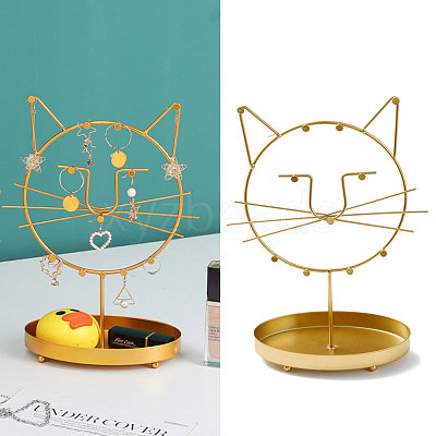 Iron Jewelry Display Stand with Tray ODIS-K003-06D-G-1
