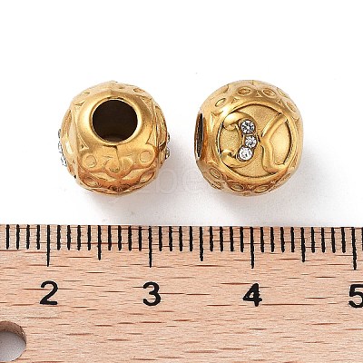 Ion Plating(IP) 304 Stainless Steel Rhinestone European Beads STAS-A092-10K-G-1