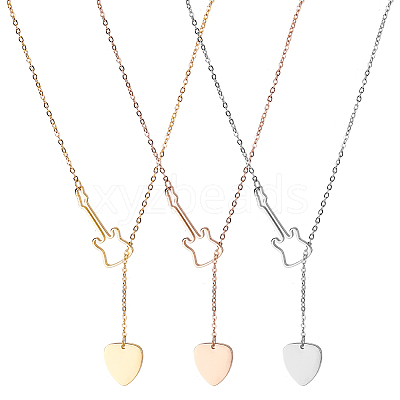 3Pcs 3 Colors Stainless Steel Lariat Necklaces Set NJEW-AN0001-65-1