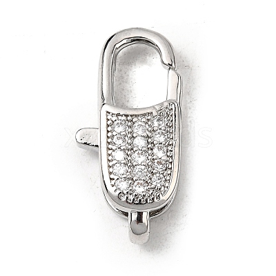 Brass Clear Cubic Zirconia Lobster Claw Clasps KK-Z078-45B-P-1
