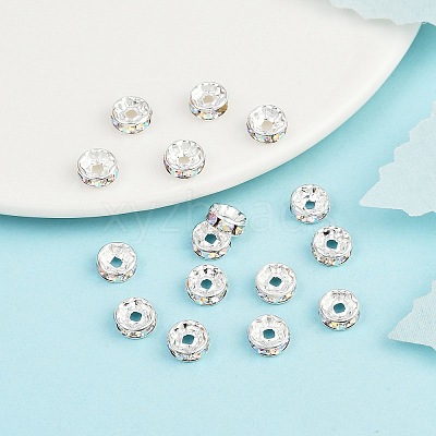 Brass Grade A Rhinestone Spacer Beads RB-A004-4-1