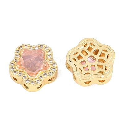 Brass Clear Cubic Zirconia Beads KK-B186-01G-04-1