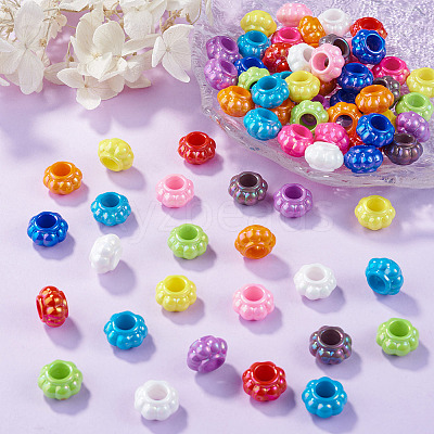 100Pcs Pearlized UV Plating Opaque Acrylic European Beads SACR-TA0001-77B-1