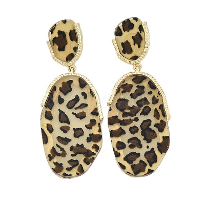 Alloy acrylic Dangle Stud Earrings LS-EJEW-M074-01G-01-1