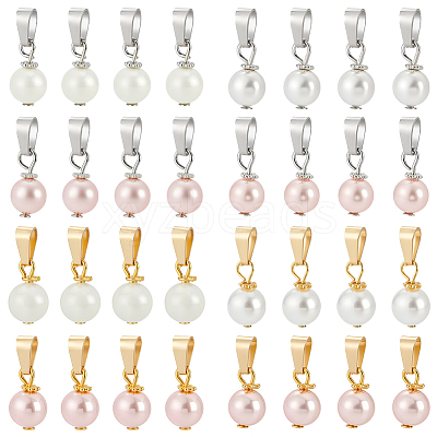 32Pcs Shell Pearl Pendants PALLOY-PH01823-1