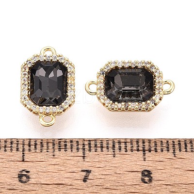 Brass Micro Pave Clear Cubic Zirconia and Glass Connector Charms KK-N287-28G-1