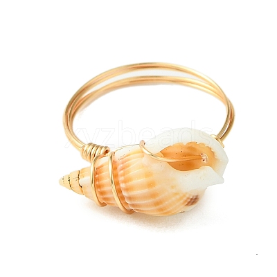 Natural Spiral Shell Finger Rings RJEW-TA00169-1