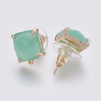 Faceted Glass Stud Earring Findings X-GLAA-F084-C08-1