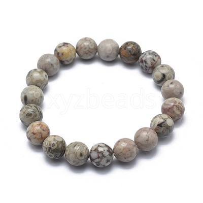 Natural Maifanite/Maifan Stone Bead Stretch Bracelets X-BJEW-K212-B-044-1