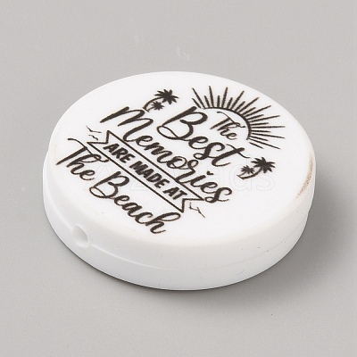 Flat Round with Word Food Grade Eco-Friendly Printed Silicone Focal Beads LS-SIL-SZC0008-07A-1