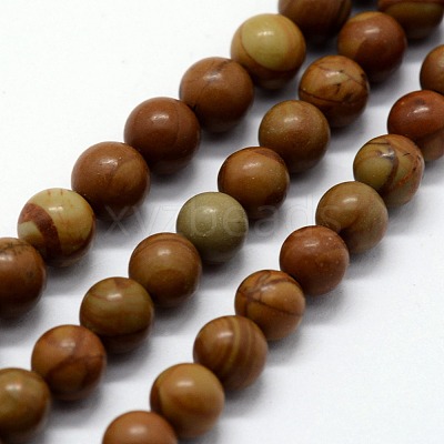 Natural Wood Lace Stone Wooden Jasper Beads Strands G-I199-17-10mm-1