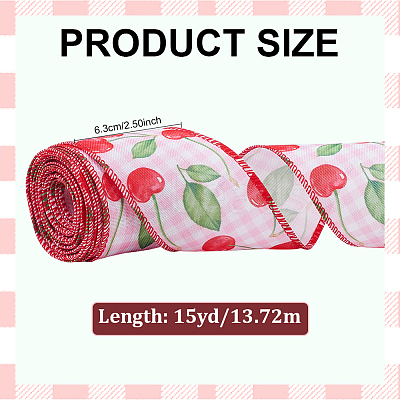 15 Yards Cherry Pattern Polyester Ribbon OCOR-ME0001-53-1