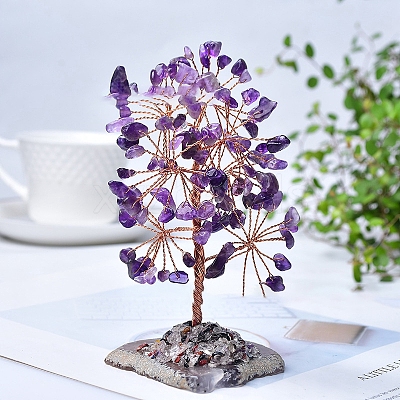 Natural Amethyst Chips Tree Decorations PW-WG16664-02-1