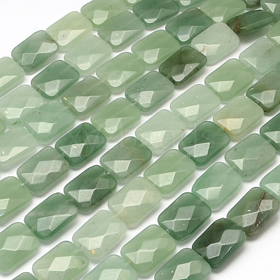 Faceted Rectangle Green Aventurine Beads Strands G-R304-12-1