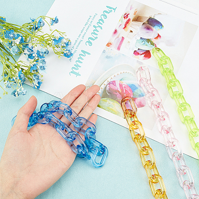 4Pcs 4 Colors Acrylic Cross Chains FIND-WR0002-27A-1
