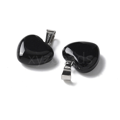 Natural Black Agate Pendants X-G-I311-A16-01-1