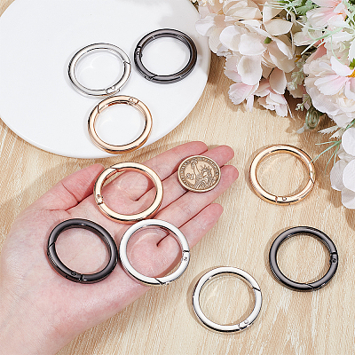 9Pcs 3 Colors Alloy Spring Gate Rings FIND-NB0006-25C-1