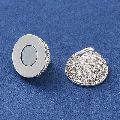 Brass Micro Pave Clear Cubic Zirconia Magnetic Clasps KK-P284-01A-S-1