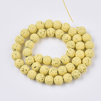 Spray Painted Natural Lava Rock Beads Strands G-N0324-C-09-1