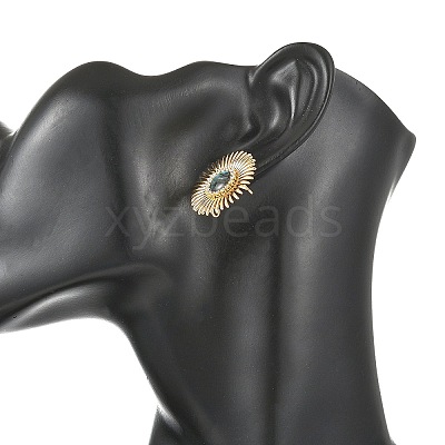 Paua Shell & Brass Stud Earrings for Women EJEW-JE07473-02-1
