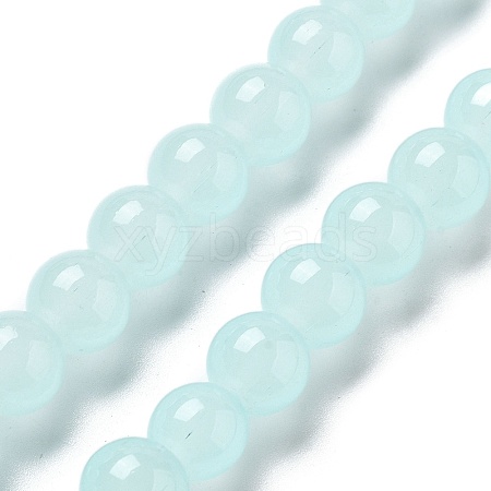 Imitation Jade Glass Round Beads Strands GLAA-A016-01C-1