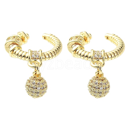 Rack Plating Brass Micro Pave Cubic Zirconia Cuff Earring EJEW-C086-14G-1