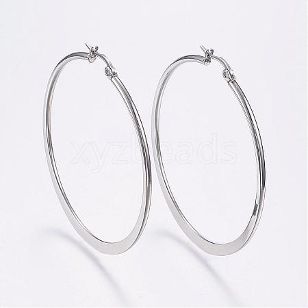 Tarnish Resistant 304 Stainless Steel Big Hoop Earrings EJEW-F105-17P-1