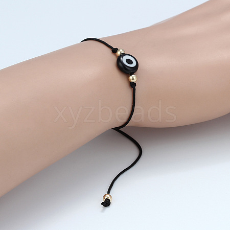 Flat Round with Evil Eye  Braided Bead Bracelets WG2D48B-03-1