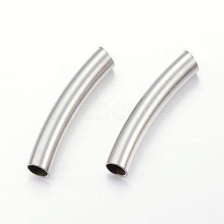 Tarnish Resistant 304 Stainless Steel Curved Tube Beads STAS-P128-02-1