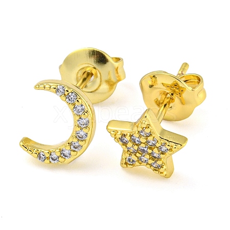 Brass Micro Pave Cubic Zirconia Stud Earrings EJEW-D103-02G-1