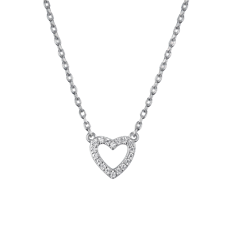 S925 Silver Micro-Inlaid Zircon Heart Necklace KV2333-1