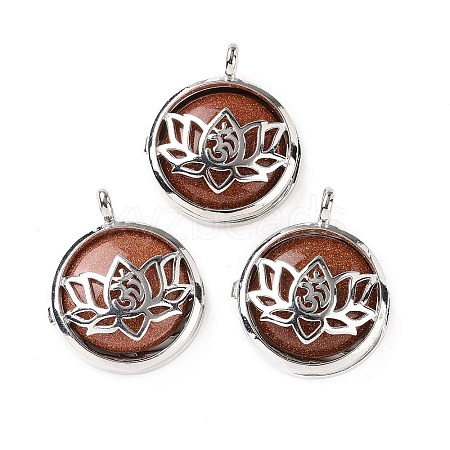 Synthetic Goldstone Locket Pendants G-G982-01P-06-1