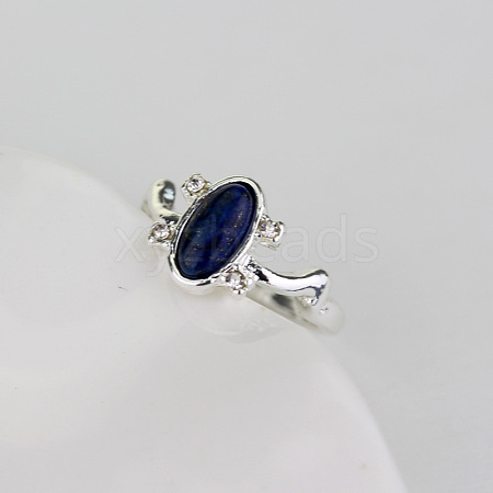 Alloy with Natural Lapis Lazuli Finger Rings FS-WGF3EDB-06-1