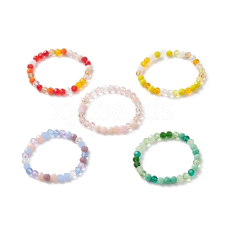Gradient Color Faceted Glass Beaded Kids Bracelets BJEW-JB09173-1