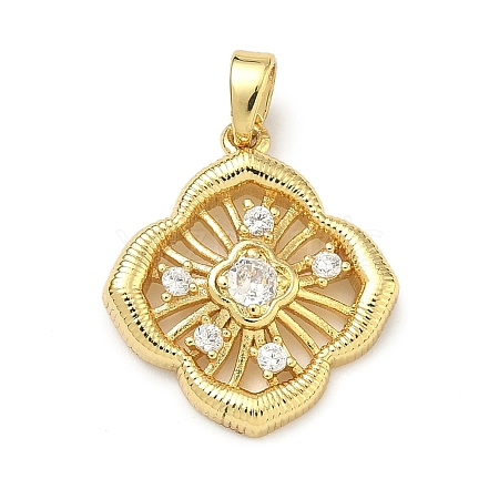 Brass Micro Pave Clear Cubic Zirconia Pendants KK-B171-03G-02-1