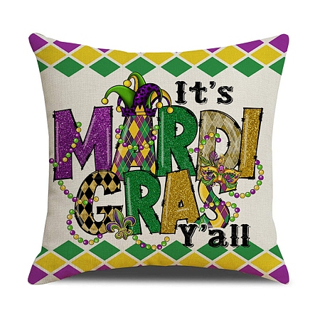 Mardi Gras Carnival Theme Linen Pillow Covers AJEW-H146-02B-1