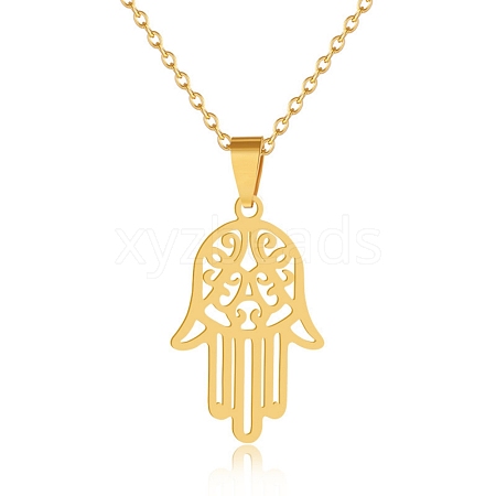 Hollow Hamsa Hand Pendant Necklace DQ3494-1-1