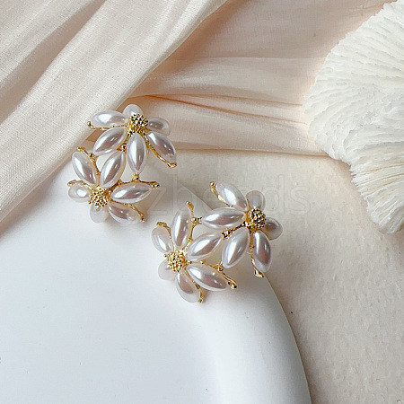 Sweet Shell Pearl Daisy Stud Earrings ZH3282-1