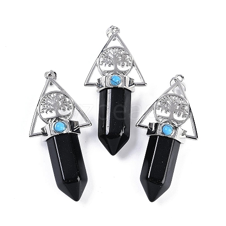 Natural Obsidian Faceted Pointed Bullet Big Pendants G-H076-02P-010-1