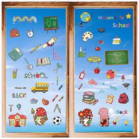 8 Sheets 8 Styles Back-to-school Season PVC Waterproof Wall Stickers DIY-WH0345-126-1